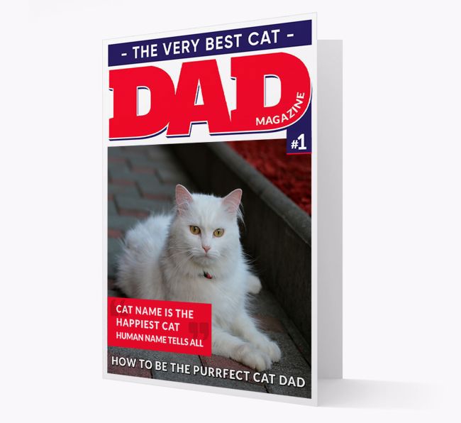 Best Cat Dad Magazine Cover: {breedCommonName} Photo Upload Card